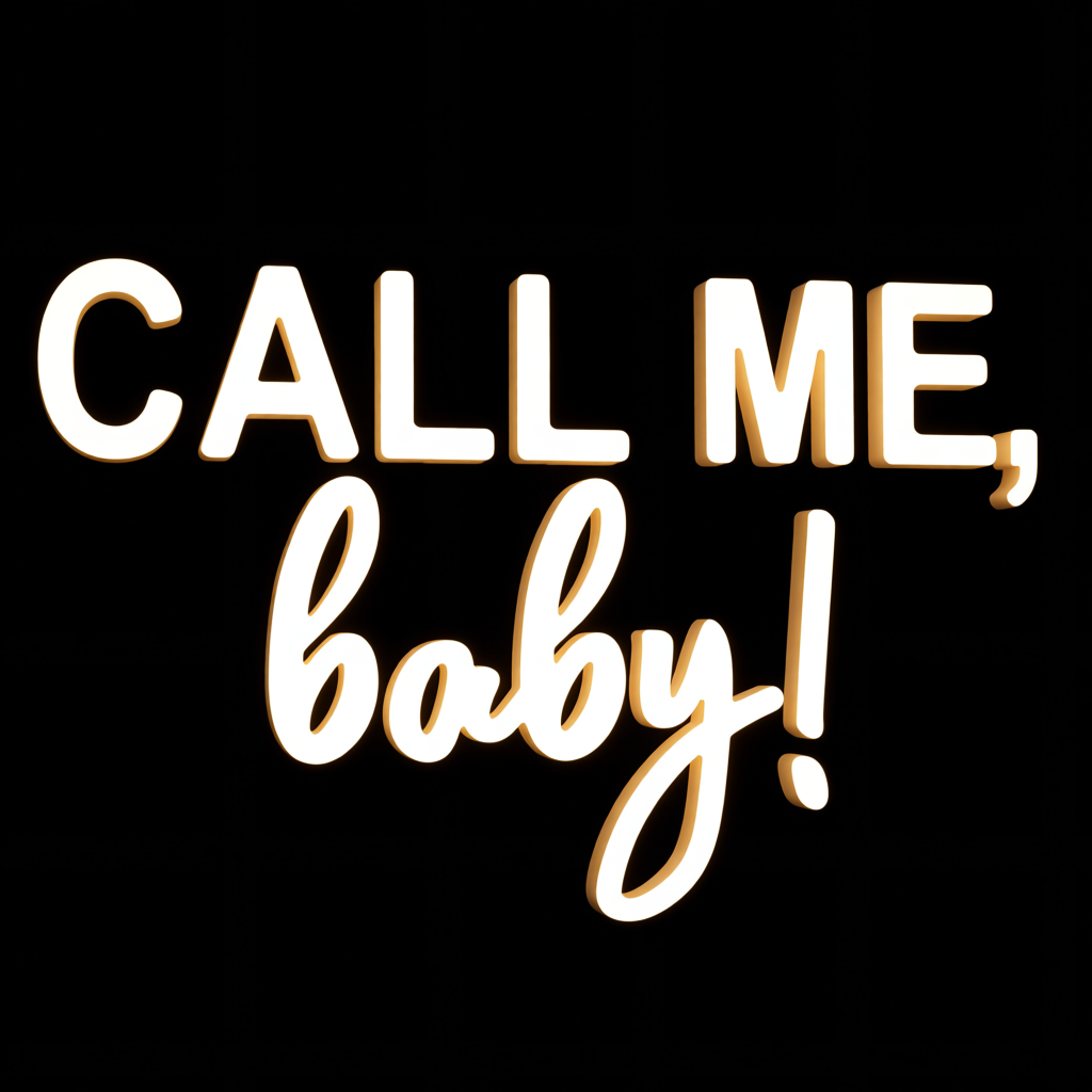 Neon LED o treści "CALL ME baby!"