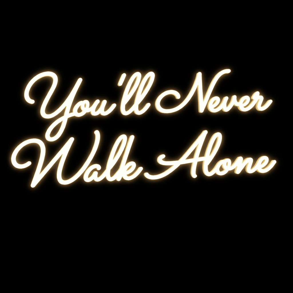 Neon LED o treści "You'll never Walk Alone"