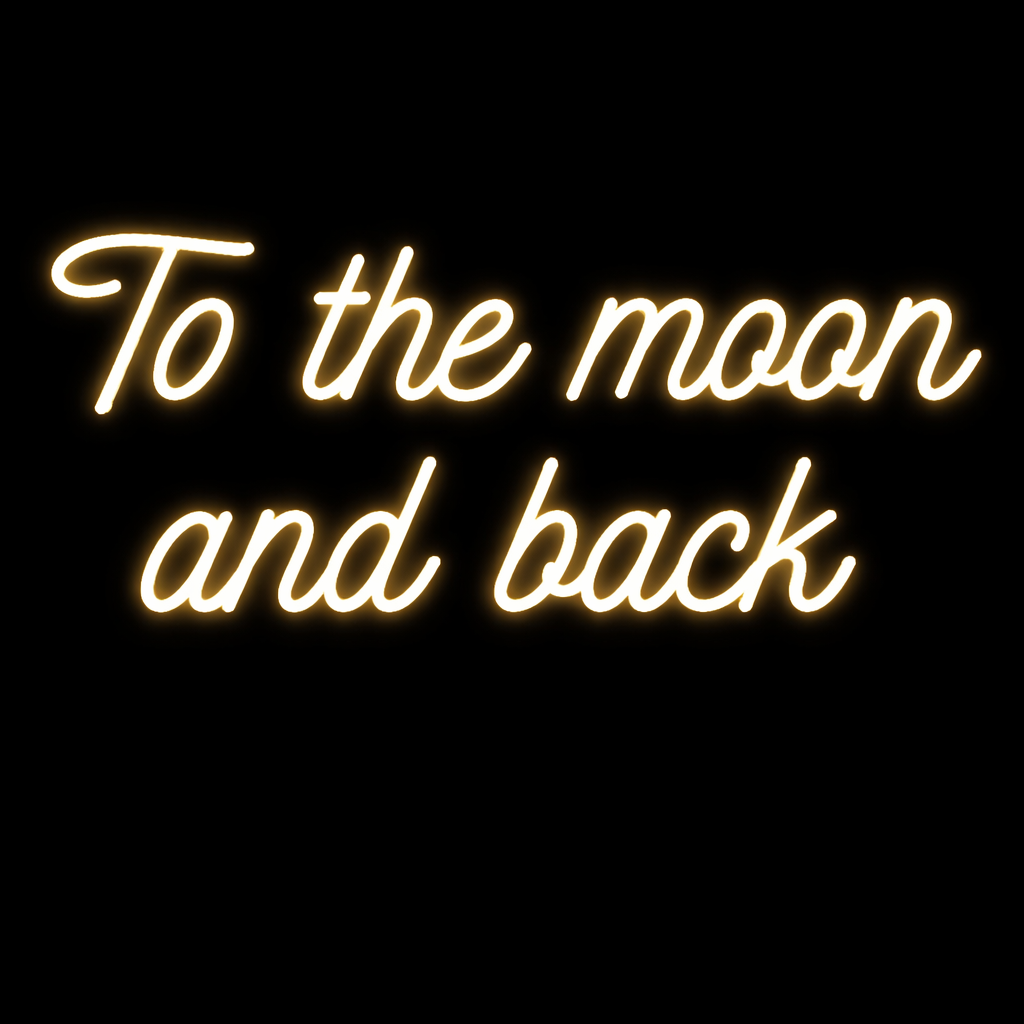 Neon LED o treści "To the moon and back"