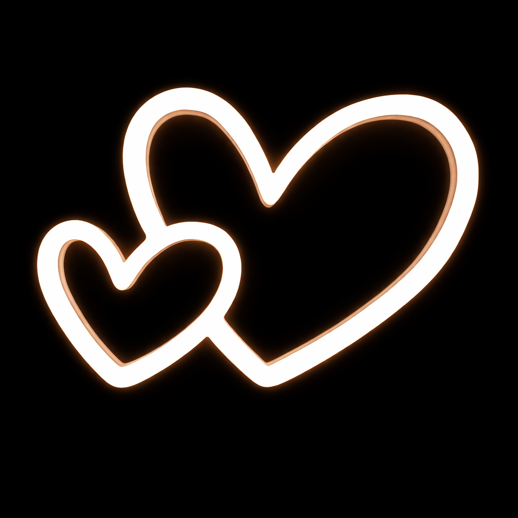 Neon LED przedstawiający splecione serca