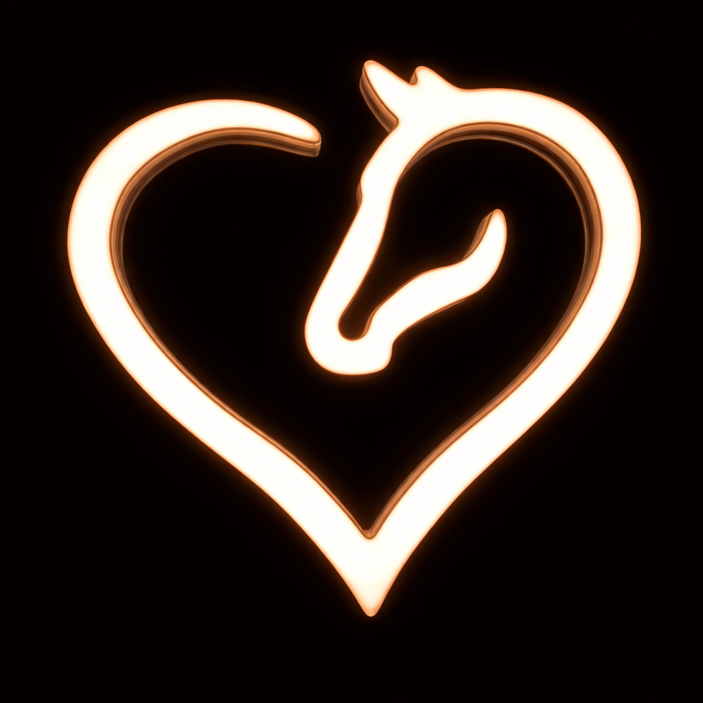 Neon LED przedstawiający serce z głową konia