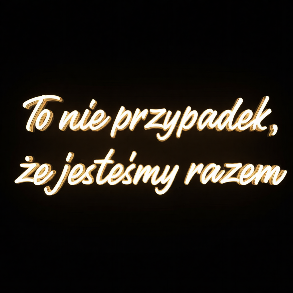Neon LED o treści "To nie przypadek, że jesteśmy razem"
